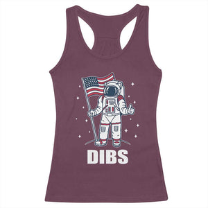 Funny Astronaut Dibs Moon Landing Racerback Tank Top Patriotic Space USA Meme for 4th of July TS10 Maroon Print Your Wear