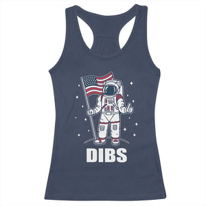 Funny Astronaut Dibs Moon Landing Racerback Tank Top Patriotic Space USA Meme for 4th of July TS10 Navy Print Your Wear