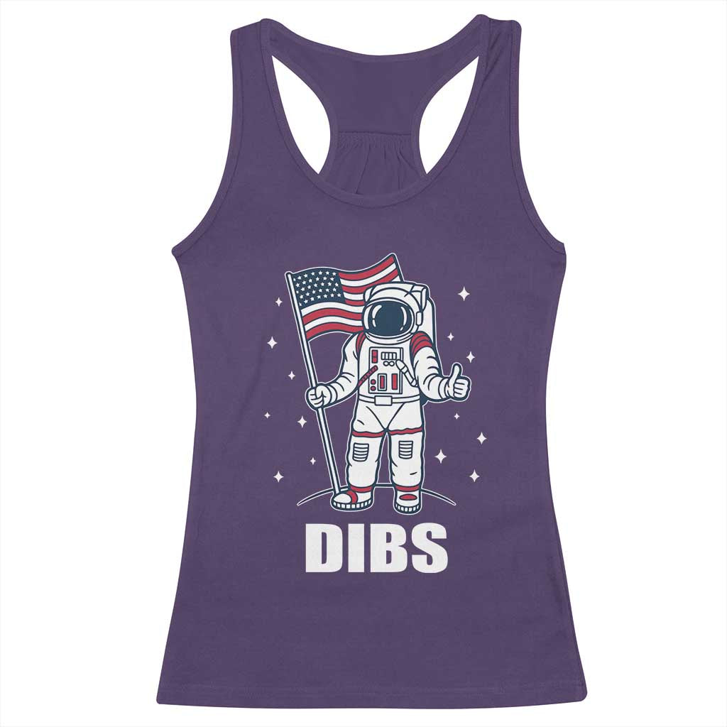 Funny Astronaut Dibs Moon Landing Racerback Tank Top Patriotic Space USA Meme for 4th of July TS10 Purple Print Your Wear