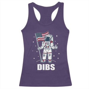 Funny Astronaut Dibs Moon Landing Racerback Tank Top Patriotic Space USA Meme for 4th of July TS10 Purple Print Your Wear