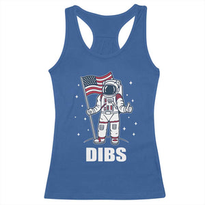 Funny Astronaut Dibs Moon Landing Racerback Tank Top Patriotic Space USA Meme for 4th of July TS10 Royal Blue Print Your Wear