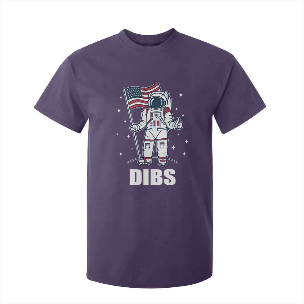 Funny Astronaut Dibs Moon Landing T Shirt For Kid Patriotic Space USA Meme for 4th of July TS10 Purple Print Your Wear