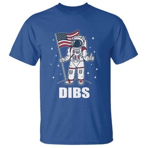 Funny Astronaut Dibs Moon Landing T Shirt Patriotic Space USA Meme for 4th of July TS10 Royal Blue Print Your Wear