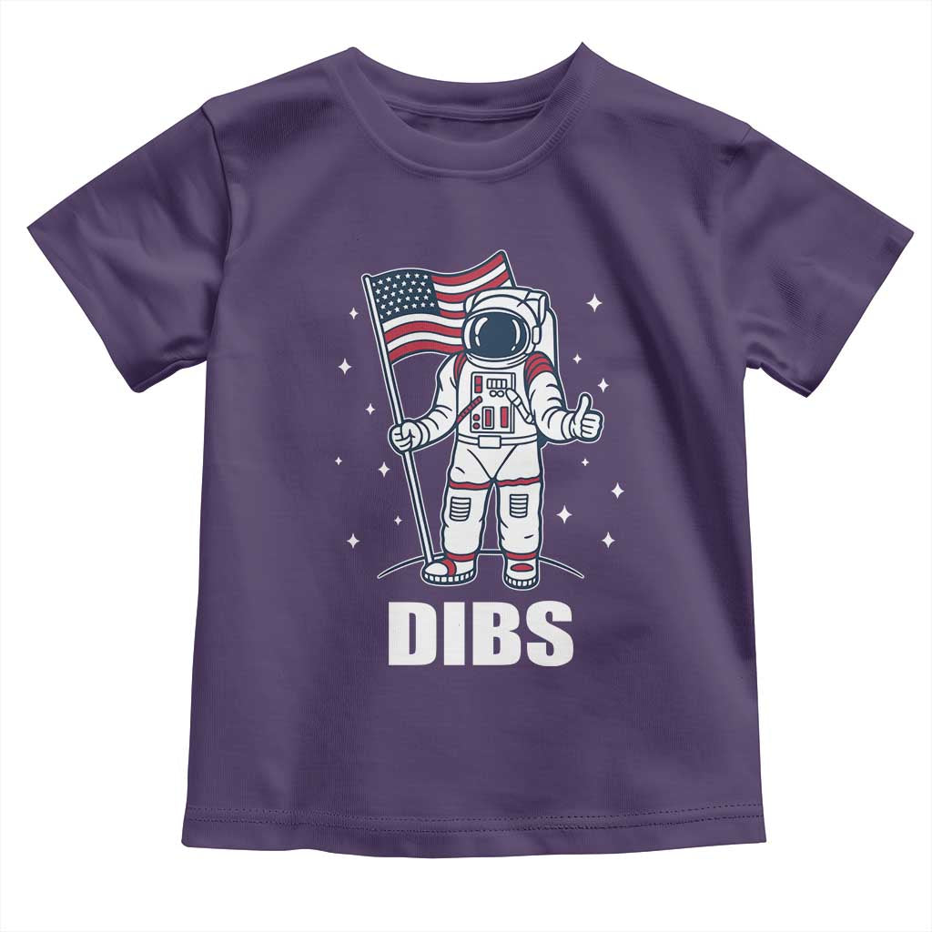 Funny Astronaut Dibs Moon Landing Toddler T Shirt Patriotic Space USA Meme for 4th of July TS10 Purple Print Your Wear