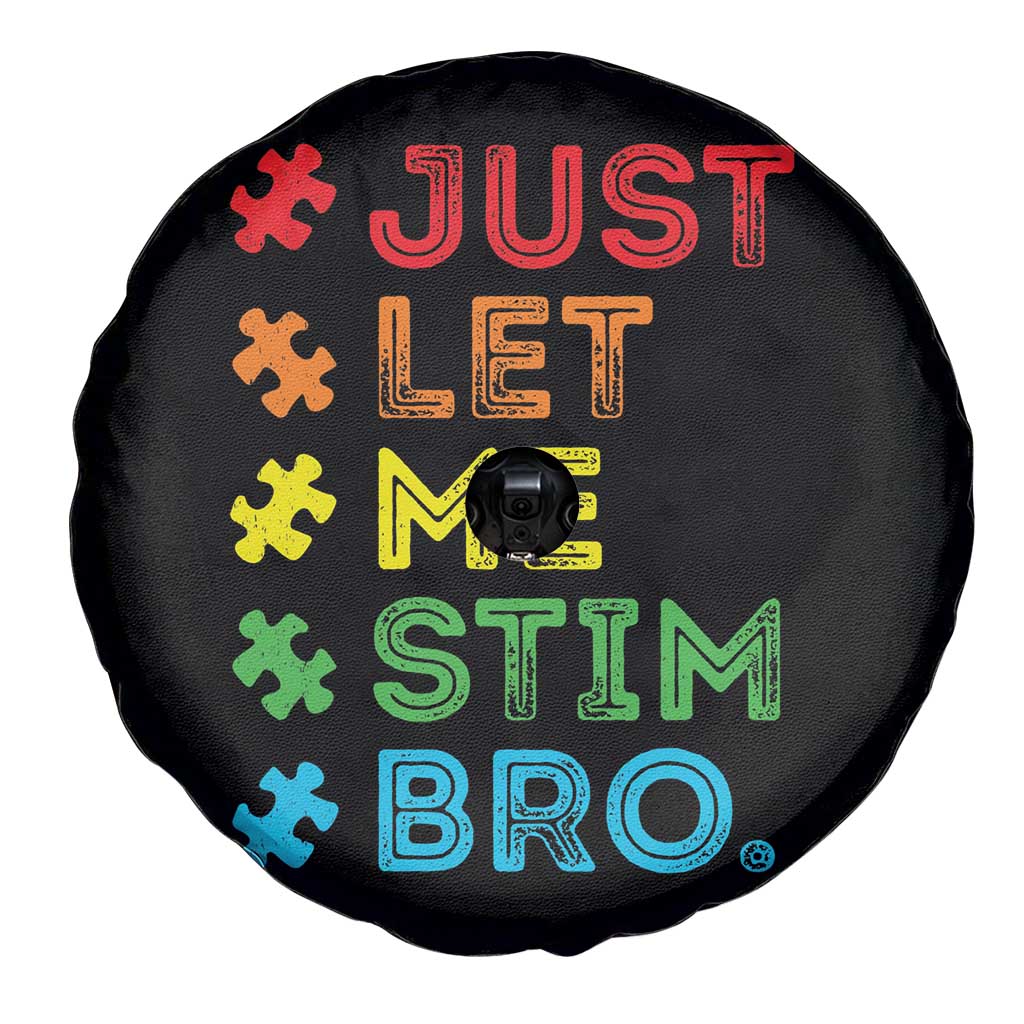 Funny Autism Awareness Acceptance Spare Tire Cover Just Let Me Stim Bro Retro TS10 Print Your Wear