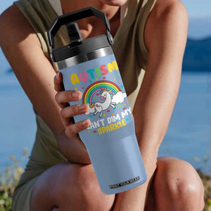 Funny Autism Can't Dim My Sparkle Flip Straw Tumbler Autism Awareness Unicorn Rainbow TS11 One Size: 30 oz Light Blue Print Your Wear