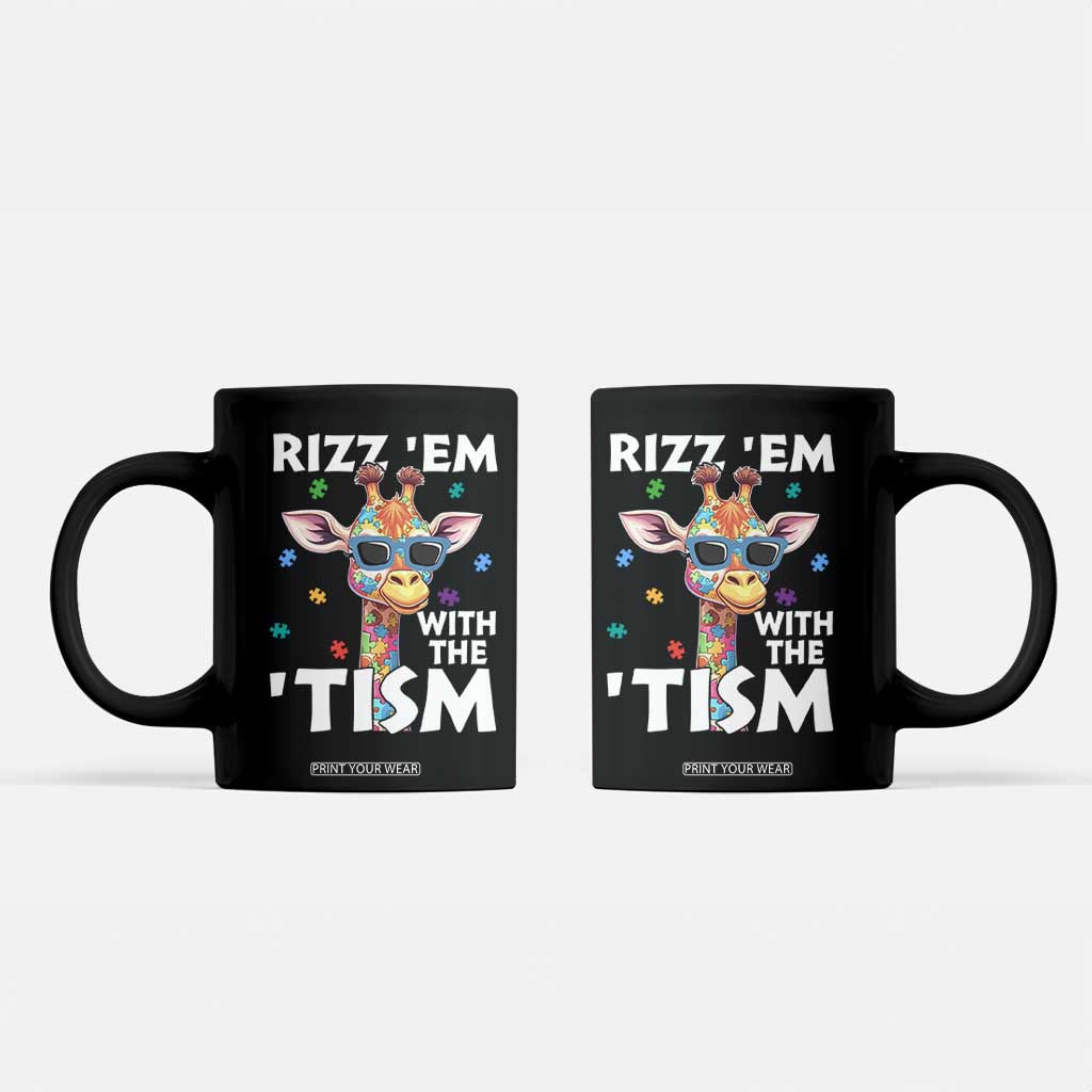 Funny Autism Giraffe Coffee Mug Rizz Em With The Tism TS02 Black Print Your Wear