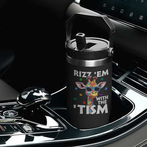 Funny Autism Giraffe Flip Straw Tumbler Rizz Em With The Tism TS02 Print Your Wear