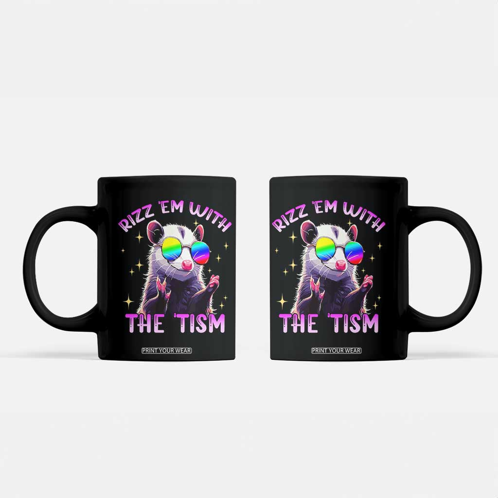 Funny Autism Opossum Coffee Mug Rizz Em With The Tism Meme Autistic TS02 Black Print Your Wear
