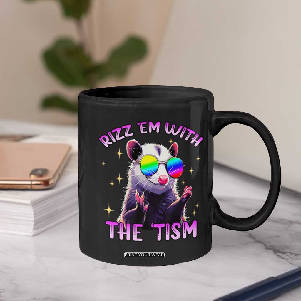 Funny Autism Opossum Coffee Mug Rizz Em With The Tism Meme Autistic TS02 Print Your Wear