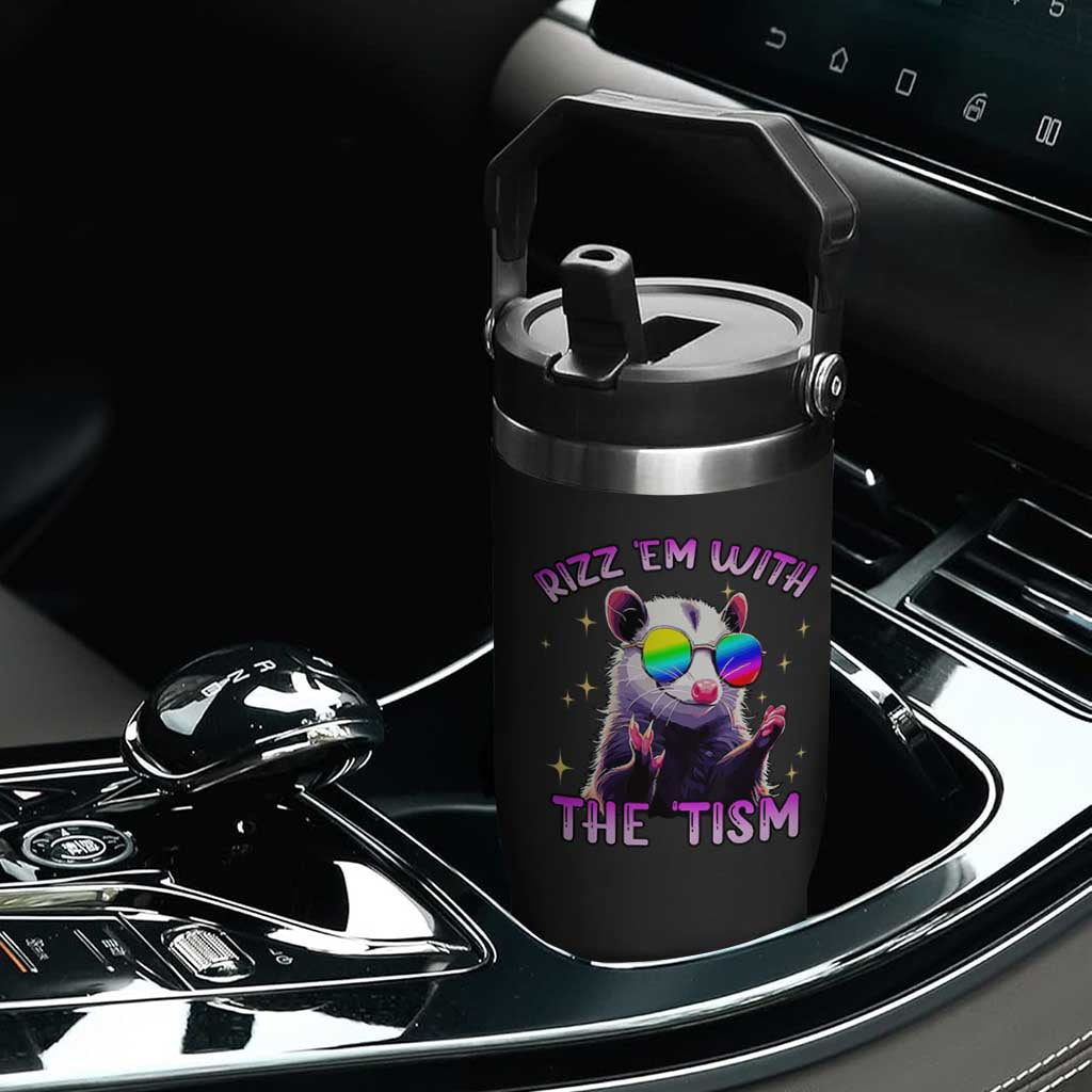 Funny Autism Opossum Flip Straw Tumbler Rizz Em With The Tism Meme Autistic TS02 Print Your Wear