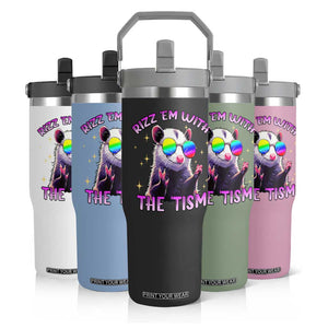 Funny Autism Opossum Flip Straw Tumbler Rizz Em With The Tism Meme Autistic TS02 Print Your Wear