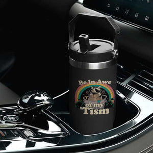 Funny Autism Raccoon Flip Straw Tumbler Be In Awe Of My 'Tism Meme Autistic TS02 Print Your Wear