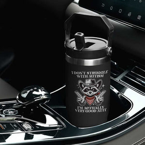 Funny Autistic Raccoon Flip Straw Tumbler I Don't Struggle With Autism TS02 Print Your Wear