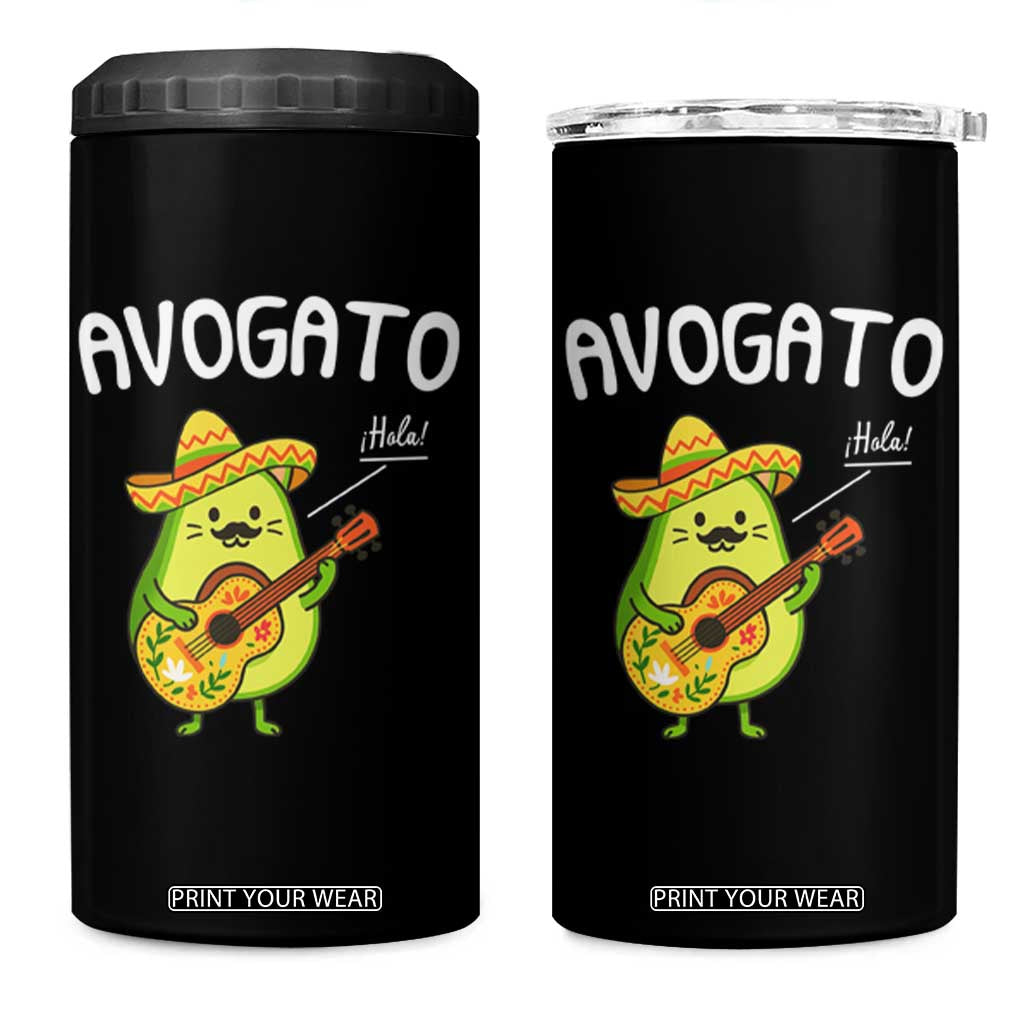 Funny Avocado Cat Avogato 4 in 1 Can Cooler Tumbler Cinco De Mayo Mexican TS11 One Size: 16 oz Black Print Your Wear