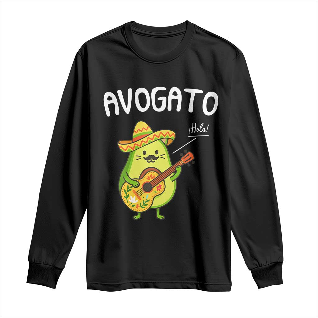 Funny Avocado Cat Avogato Long Sleeve Shirt Cinco De Mayo Mexican TS11 Black Print Your Wear