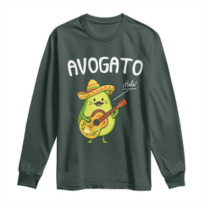 Funny Avocado Cat Avogato Long Sleeve Shirt Cinco De Mayo Mexican TS11 Dark Forest Green Print Your Wear