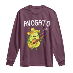 Funny Avocado Cat Avogato Long Sleeve Shirt Cinco De Mayo Mexican TS11 Maroon Print Your Wear