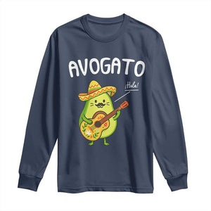 Funny Avocado Cat Avogato Long Sleeve Shirt Cinco De Mayo Mexican TS11 Navy Print Your Wear