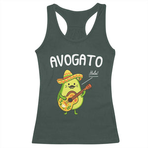 Funny Avocado Cat Avogato Racerback Tank Top Cinco De Mayo Mexican TS11 Dark Forest Green Print Your Wear