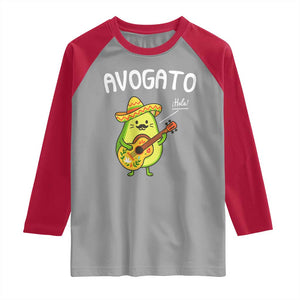Funny Avocado Cat Avogato Raglan Shirt Cinco De Mayo Mexican TS11 Sport Gray Red Print Your Wear