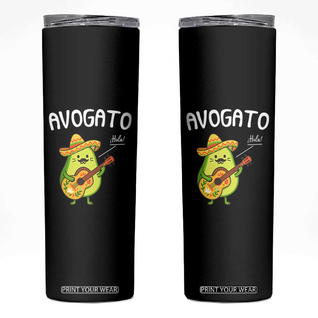 Funny Avocado Cat Avogato Skinny Tumbler Cinco De Mayo Mexican TS11 Black Print Your Wear
