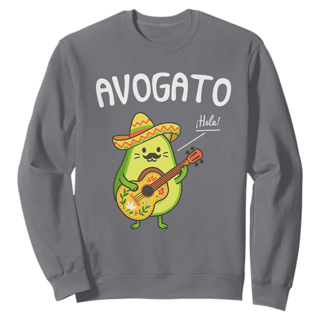 Funny Avocado Cat Avogato Sweatshirt Cinco De Mayo Mexican TS11 Charcoal Print Your Wear