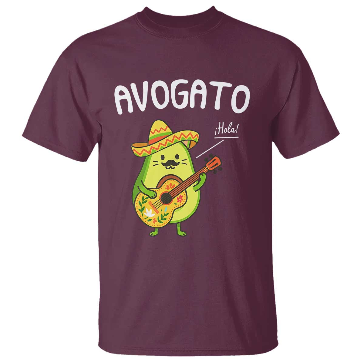 Funny Avocado Cat Avogato T Shirt Cinco De Mayo Mexican TS11 Maroon Print Your Wear