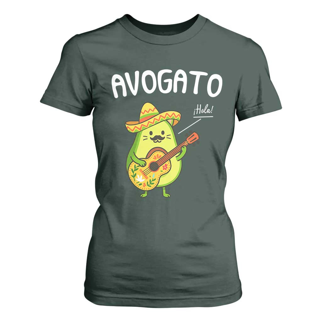 Funny Avocado Cat Avogato T Shirt For Women Cinco De Mayo Mexican TS11 Dark Forest Green Print Your Wear