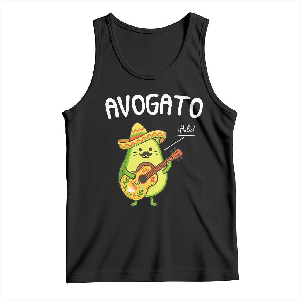 Funny Avocado Cat Avogato Tank Top Cinco De Mayo Mexican TS11 Black Print Your Wear