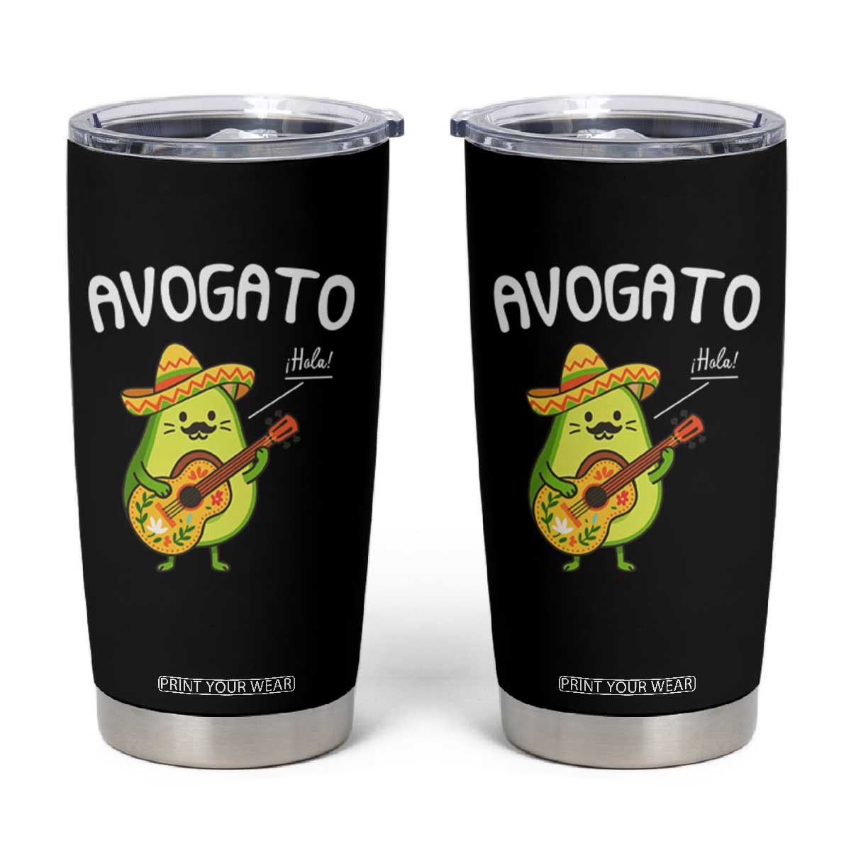 Funny Avocado Cat Avogato Tumbler Cup Cinco De Mayo Mexican TS11 Black Print Your Wear