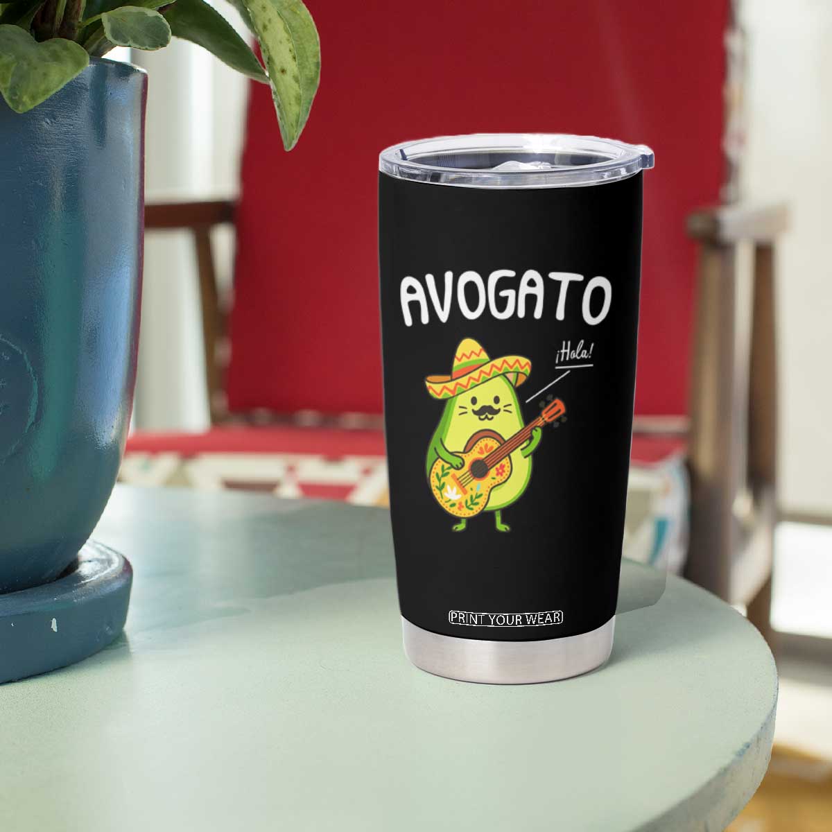 Funny Avocado Cat Avogato Tumbler Cup Cinco De Mayo Mexican TS11 Print Your Wear