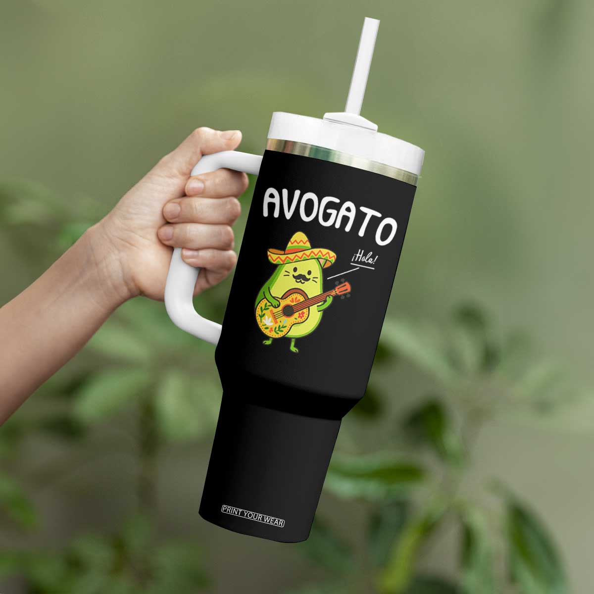 Funny Avocado Cat Avogato Tumbler With Handle Cinco De Mayo Mexican TS11 Print Your Wear