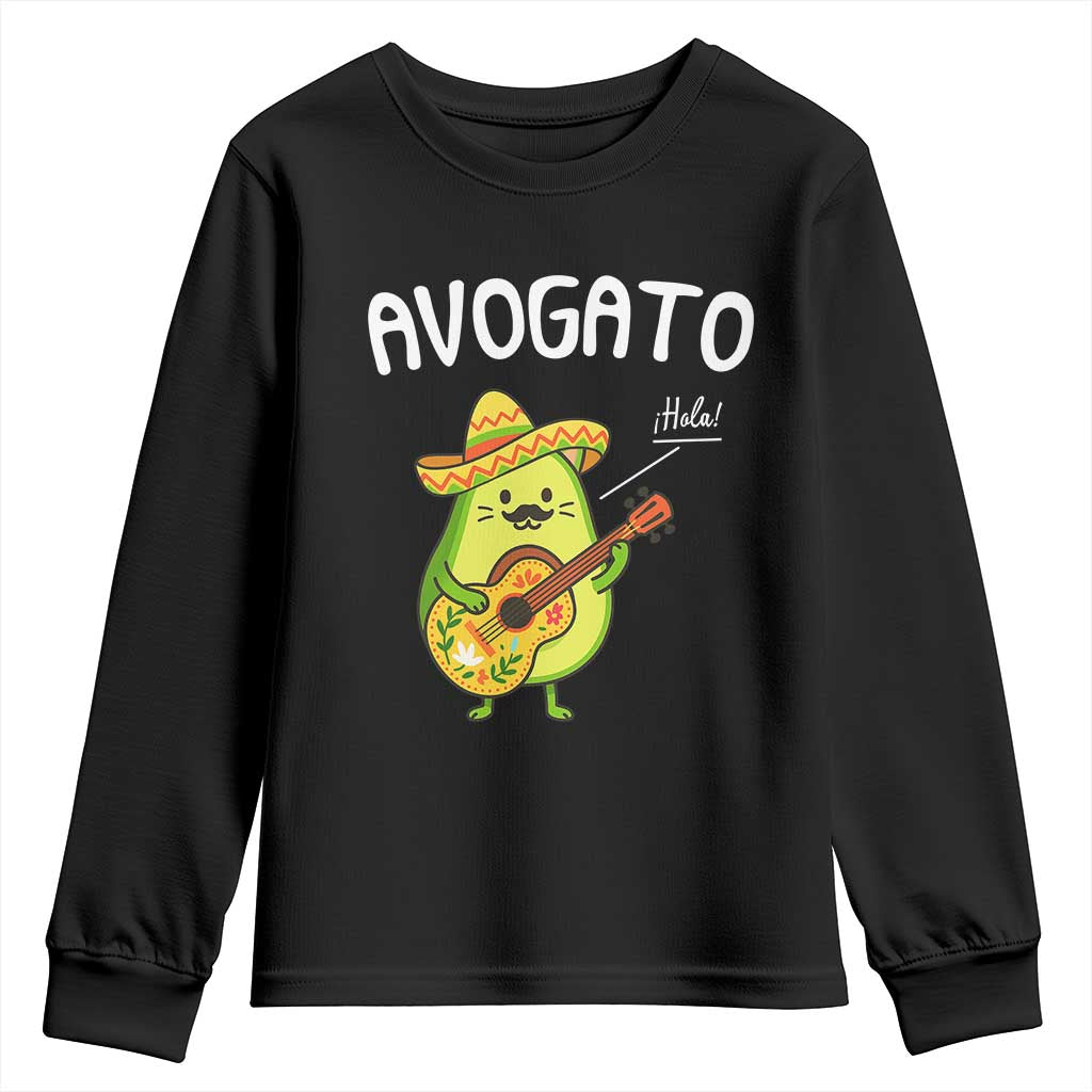 Funny Avocado Cat Avogato Youth Sweatshirt Cinco De Mayo Mexican TS11 Black Print Your Wear