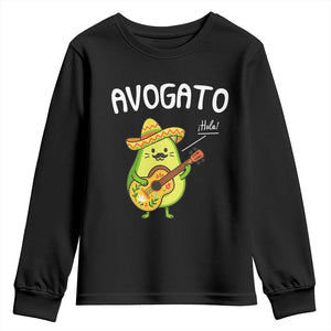 Funny Avocado Cat Avogato Youth Sweatshirt Cinco De Mayo Mexican TS11 Black Print Your Wear