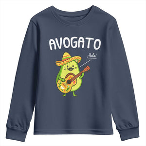 Funny Avocado Cat Avogato Youth Sweatshirt Cinco De Mayo Mexican TS11 Navy Print Your Wear