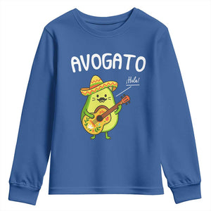 Funny Avocado Cat Avogato Youth Sweatshirt Cinco De Mayo Mexican TS11 Royal Blue Print Your Wear