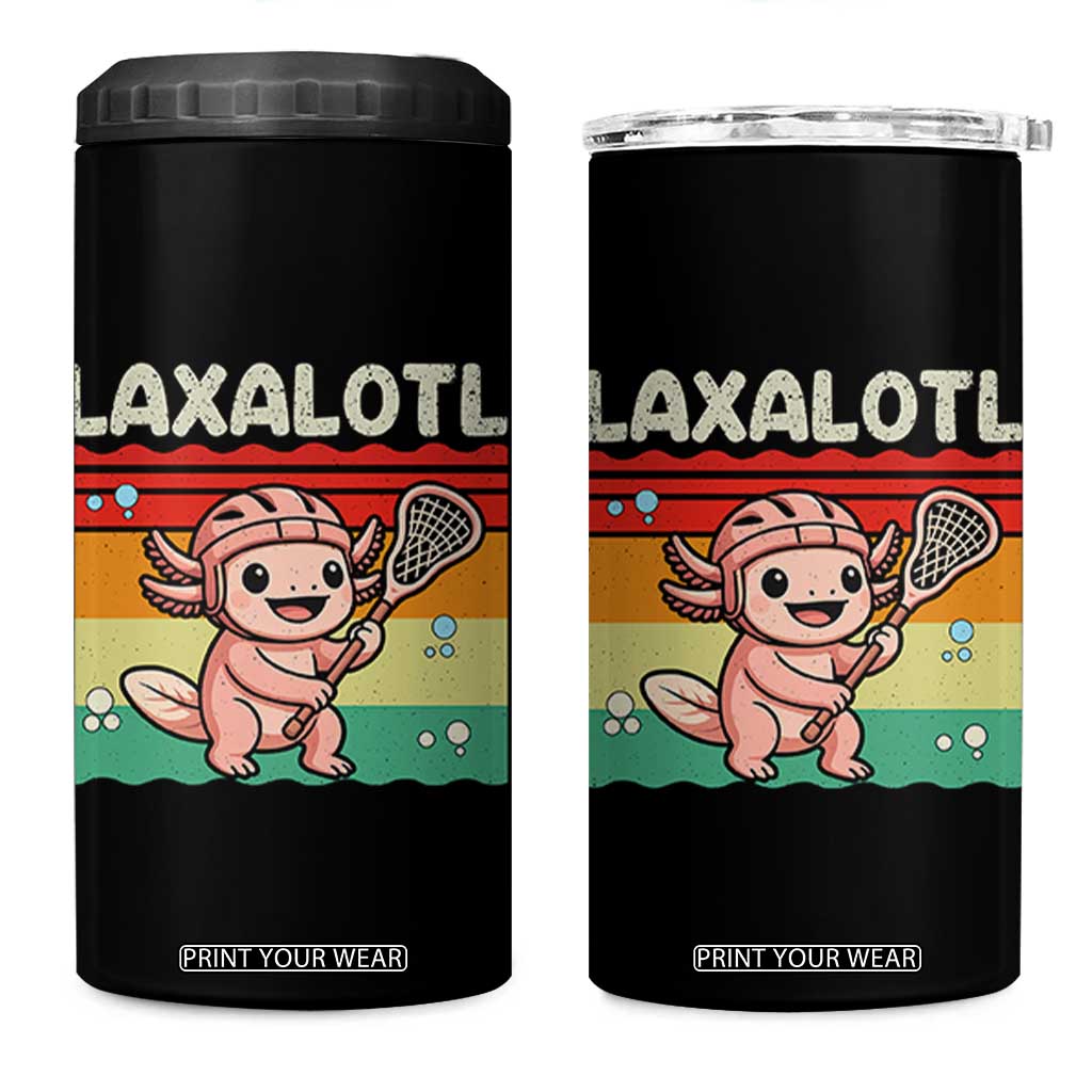 Funny Axolotl Lacrosse LAX Laxalotl 4 in 1 Can Cooler Tumbler Lacrosse Player Retro Vintage TS11 One Size: 16 oz Black Print Your Wear