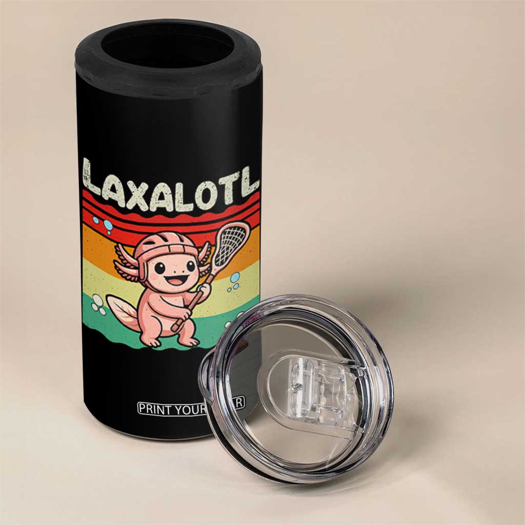 Funny Axolotl Lacrosse LAX Laxalotl 4 in 1 Can Cooler Tumbler Lacrosse Player Retro Vintage TS11 Print Your Wear