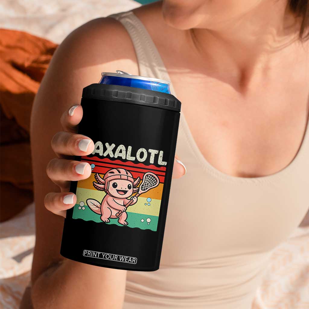 Funny Axolotl Lacrosse LAX Laxalotl 4 in 1 Can Cooler Tumbler Lacrosse Player Retro Vintage TS11 Print Your Wear