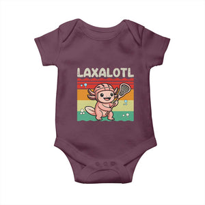 Funny Axolotl Lacrosse LAX Laxalotl Baby Onesie Lacrosse Player Retro Vintage TS11 Maroon Print Your Wear