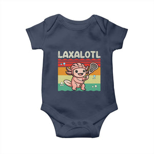 Funny Axolotl Lacrosse LAX Laxalotl Baby Onesie Lacrosse Player Retro Vintage TS11 Navy Print Your Wear