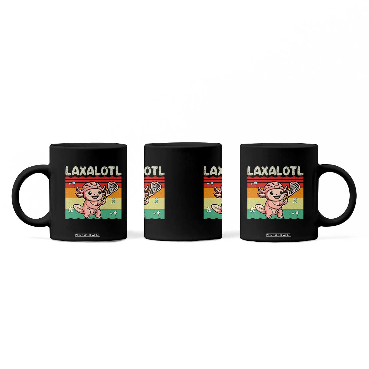 Funny Axolotl Lacrosse LAX Laxalotl Coffee Mug Lacrosse Player Retro Vintage TS11 Print Your Wear