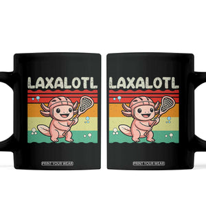 Funny Axolotl Lacrosse LAX Laxalotl Coffee Mug Lacrosse Player Retro Vintage TS11 Black Print Your Wear
