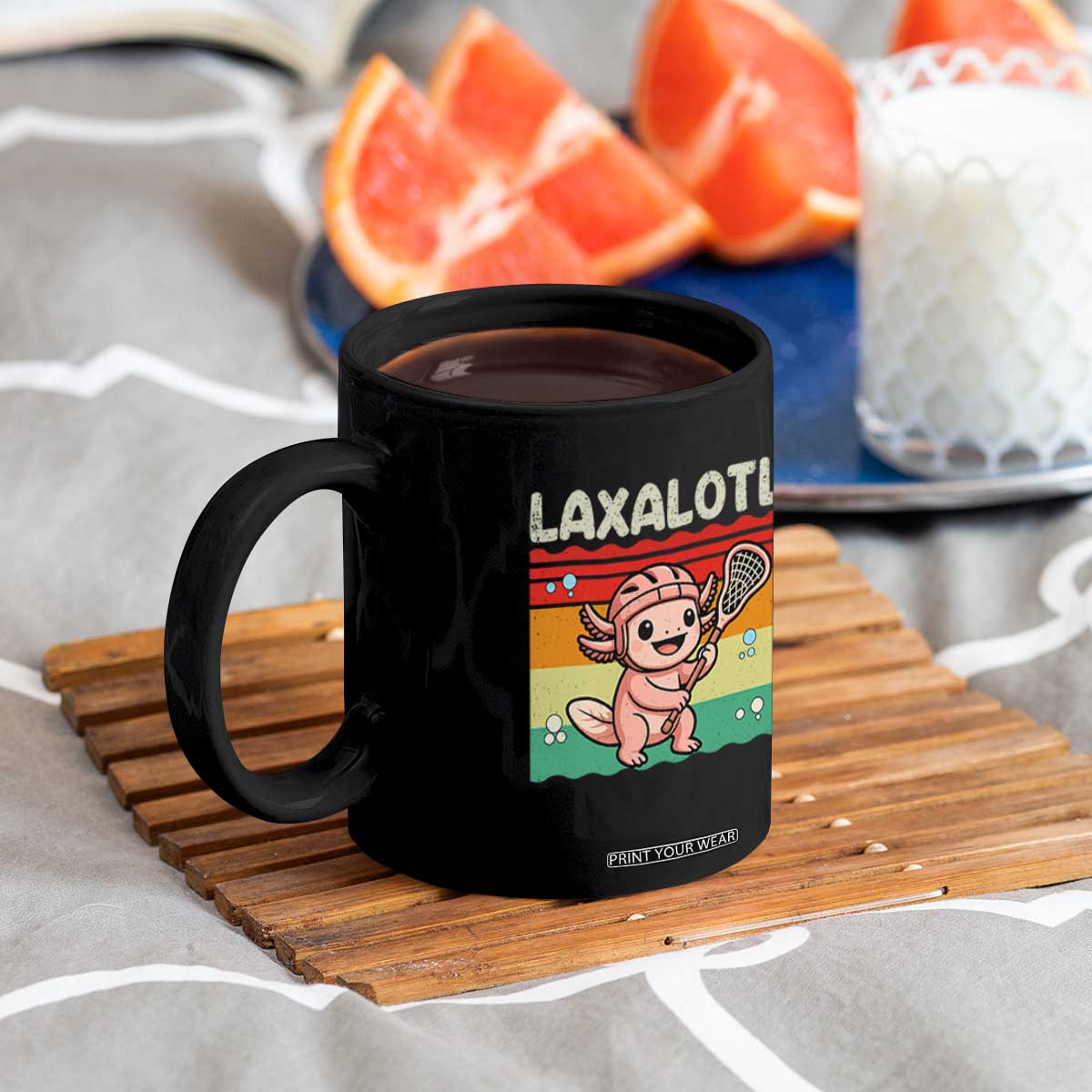 Funny Axolotl Lacrosse LAX Laxalotl Coffee Mug Lacrosse Player Retro Vintage TS11 Print Your Wear