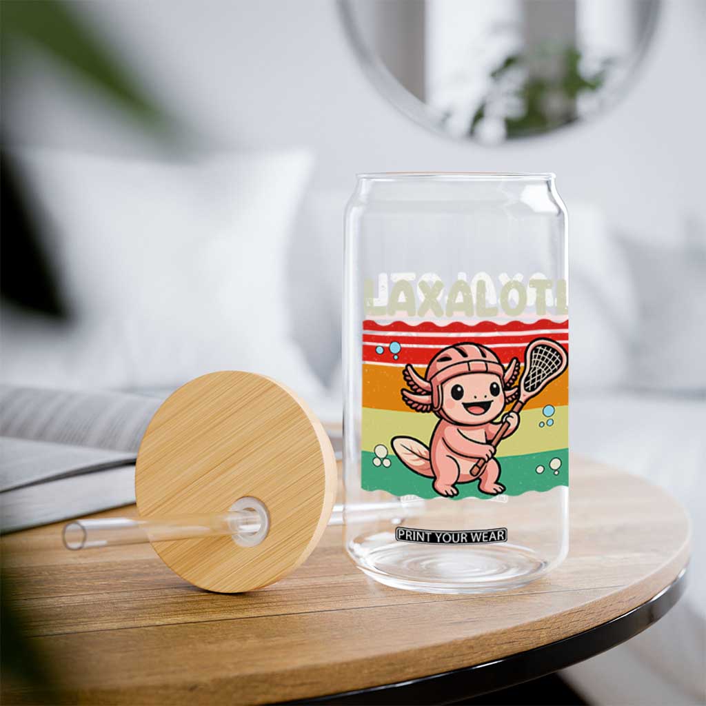 Funny Axolotl Lacrosse LAX Laxalotl Glass Can Lacrosse Player Retro Vintage TS11 Print Your Wear