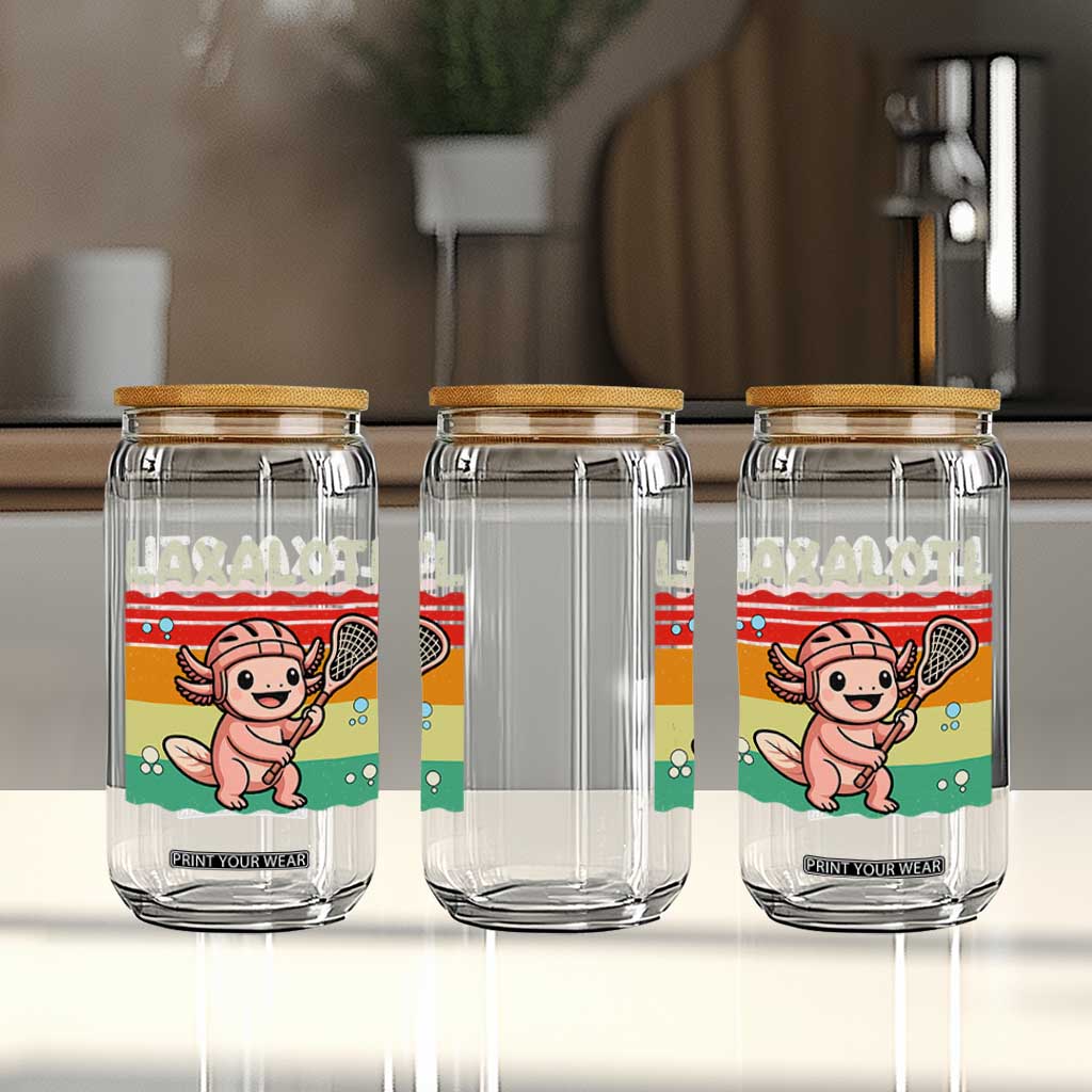 Funny Axolotl Lacrosse LAX Laxalotl Glass Can Lacrosse Player Retro Vintage TS11 Print Your Wear