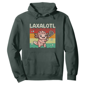 Funny Axolotl Lacrosse LAX Laxalotl Hoodie Lacrosse Player Retro Vintage TS11 Dark Forest Green Print Your Wear