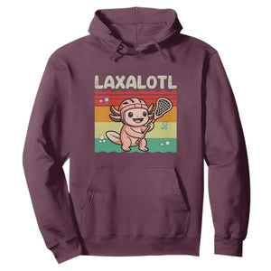 Funny Axolotl Lacrosse LAX Laxalotl Hoodie Lacrosse Player Retro Vintage TS11 Maroon Print Your Wear