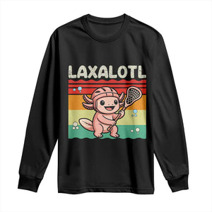 Funny Axolotl Lacrosse LAX Laxalotl Long Sleeve Shirt Lacrosse Player Retro Vintage TS11 Black Print Your Wear
